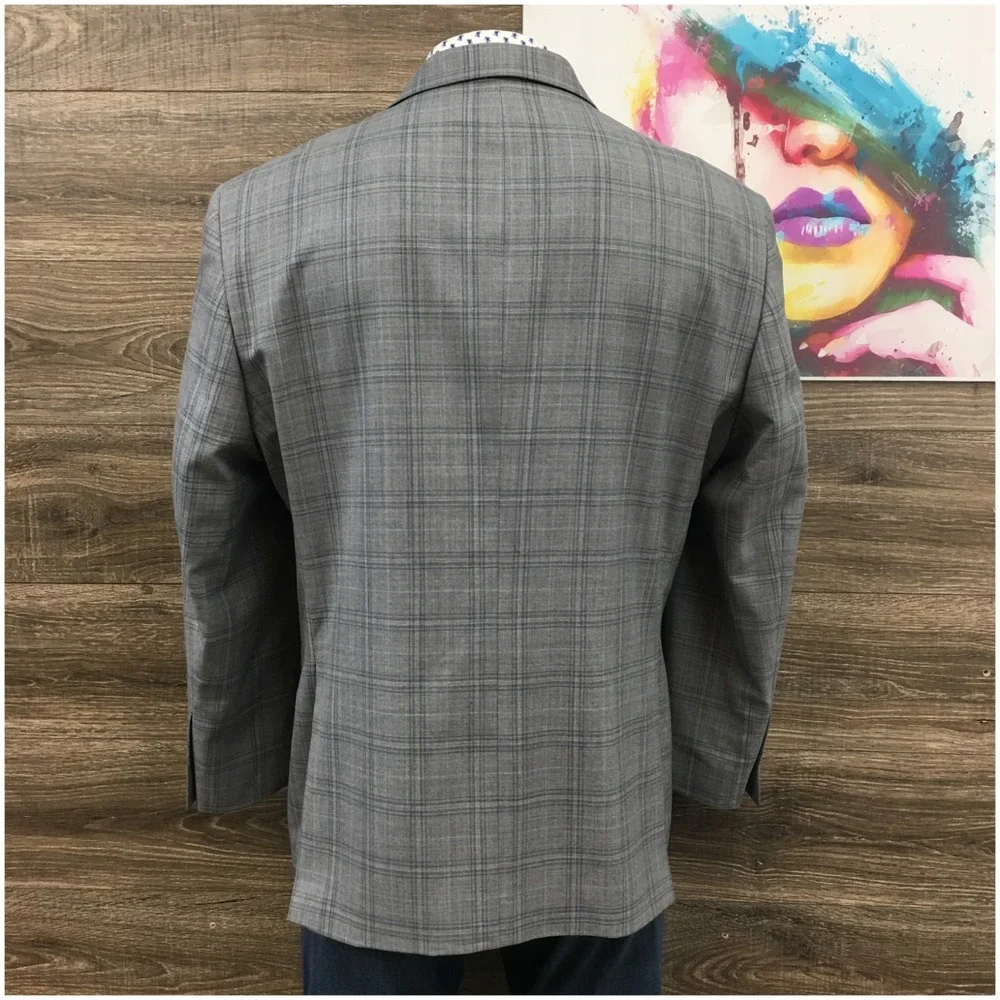 PRONTO UOMO Men Wool Blazer Sport Coat Casual Jacket‎ Size 50R Classic Gray Suit